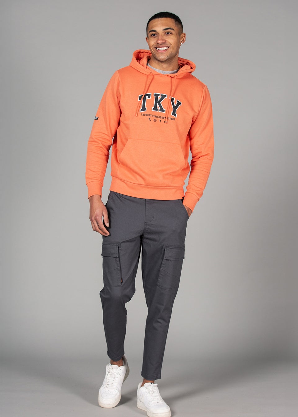 Tokyo Laundry Dark Grey Straight Leg Cargo Style Trousers