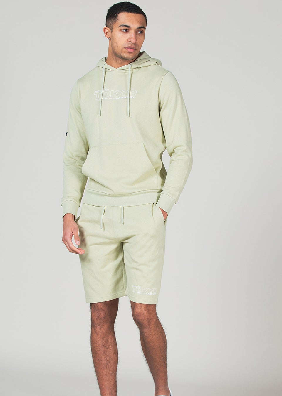 Tokyo Laundry Green Blend Hoody and Fleece Shorts Co ord Set Matalan