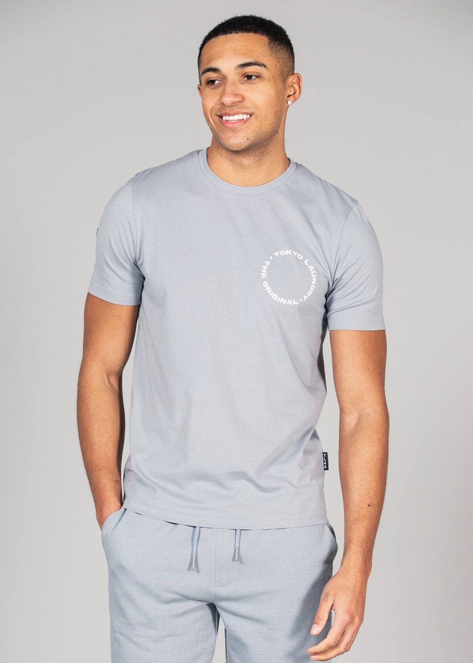 Tokyo Laundry Grey Cotton T Shirt and Shorts Co ord Set Matalan
