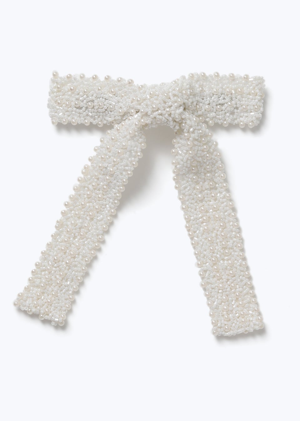 White Pearl Bow Hair Clip