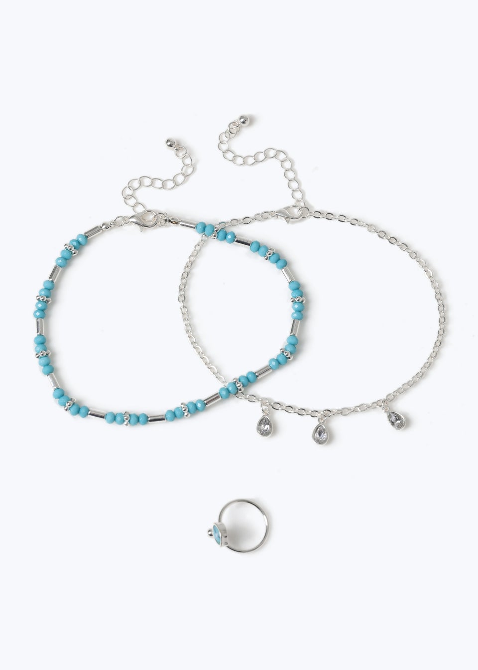 Muse Beaded Anklet Toe Ring Multipack Blue