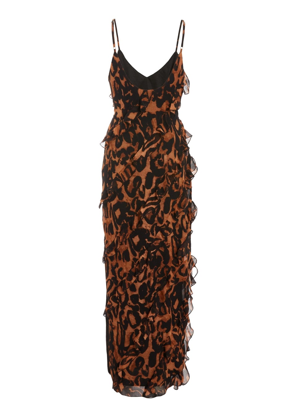 Quiz Brown Leopard Print Ruffle Tiered Maxi Dress Matalan