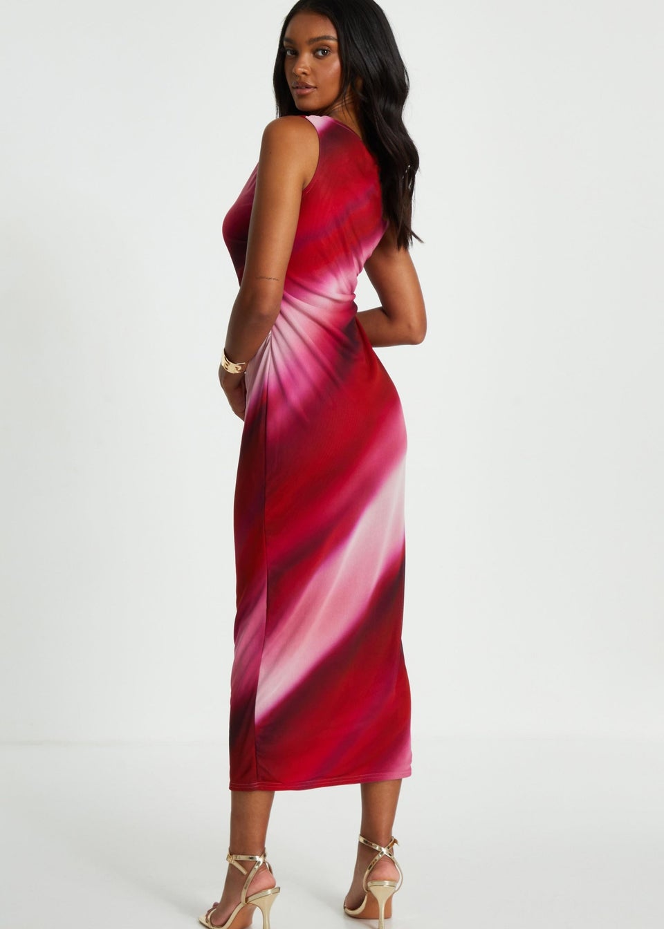 Quiz Pink Ombre Print Midaxi Dress