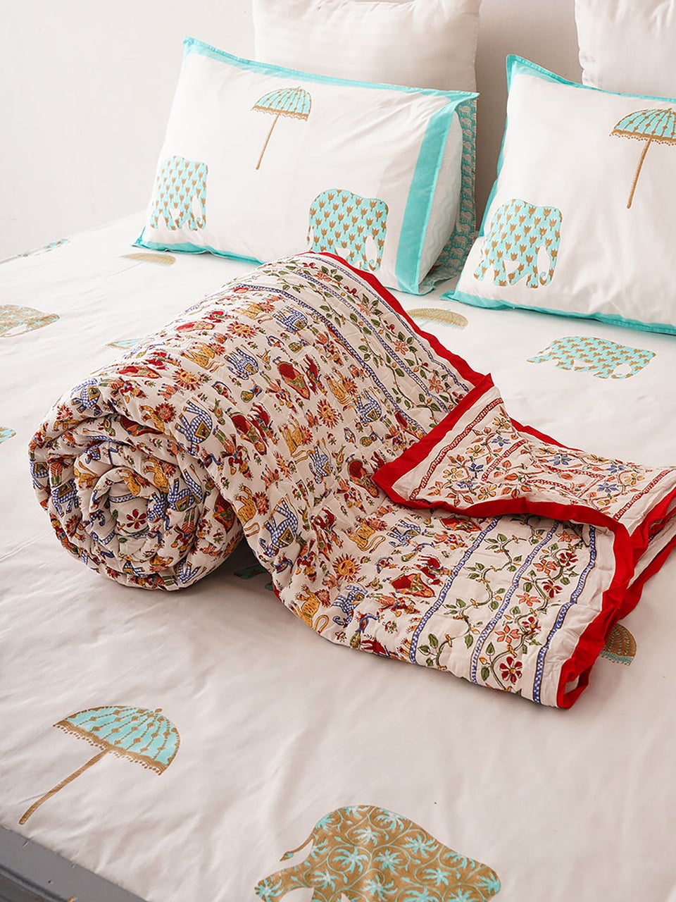 Aravali Handblock Printed Double Reversible Quilt