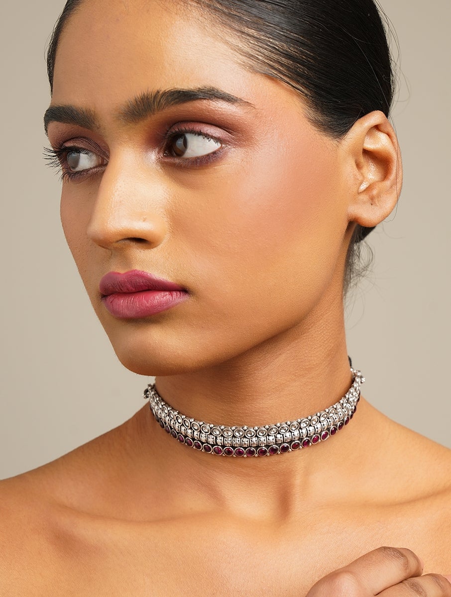 Women Silver Choker Necklace