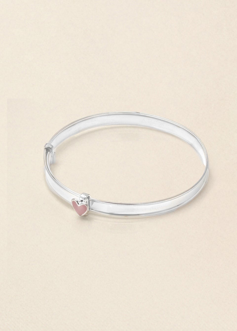 Say It With Silver Baby Bangle with Pink Heart