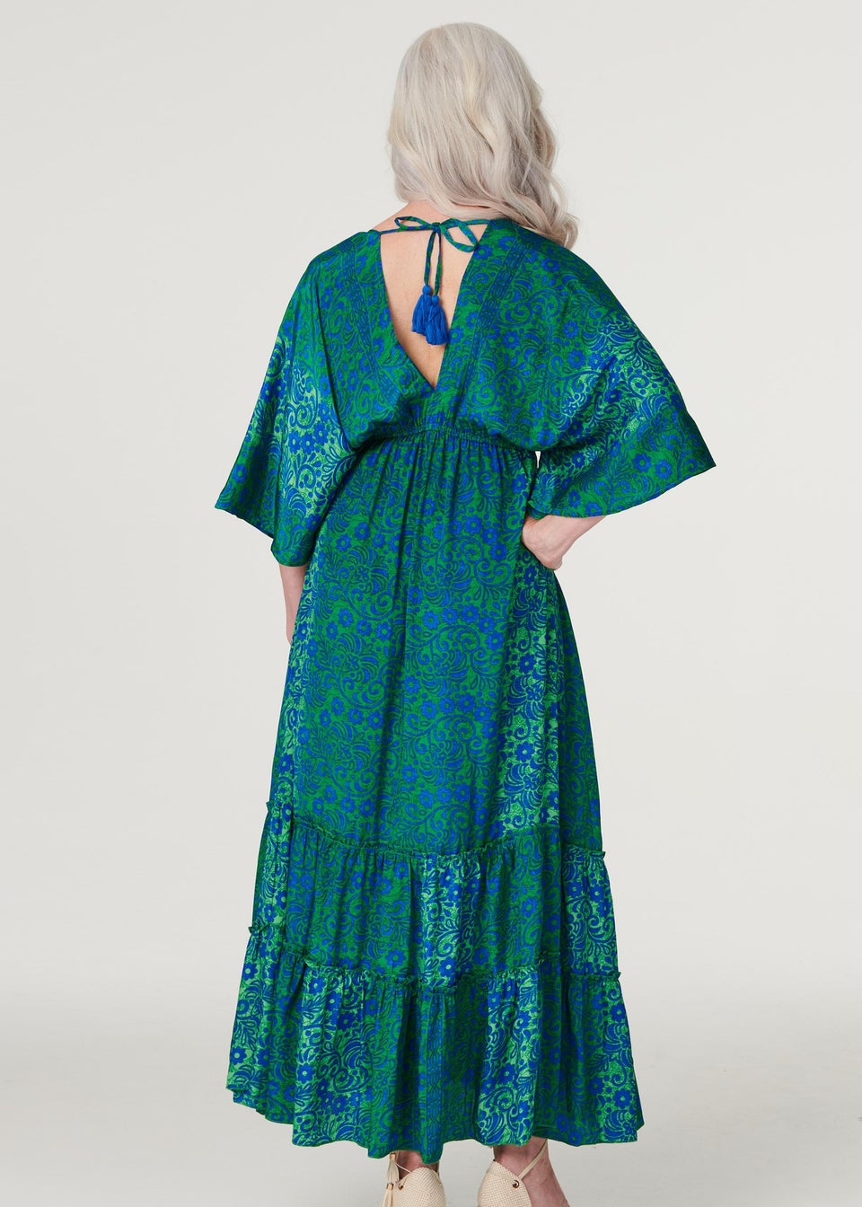 Izabel London Blue Floral Batwing Maxi Dress