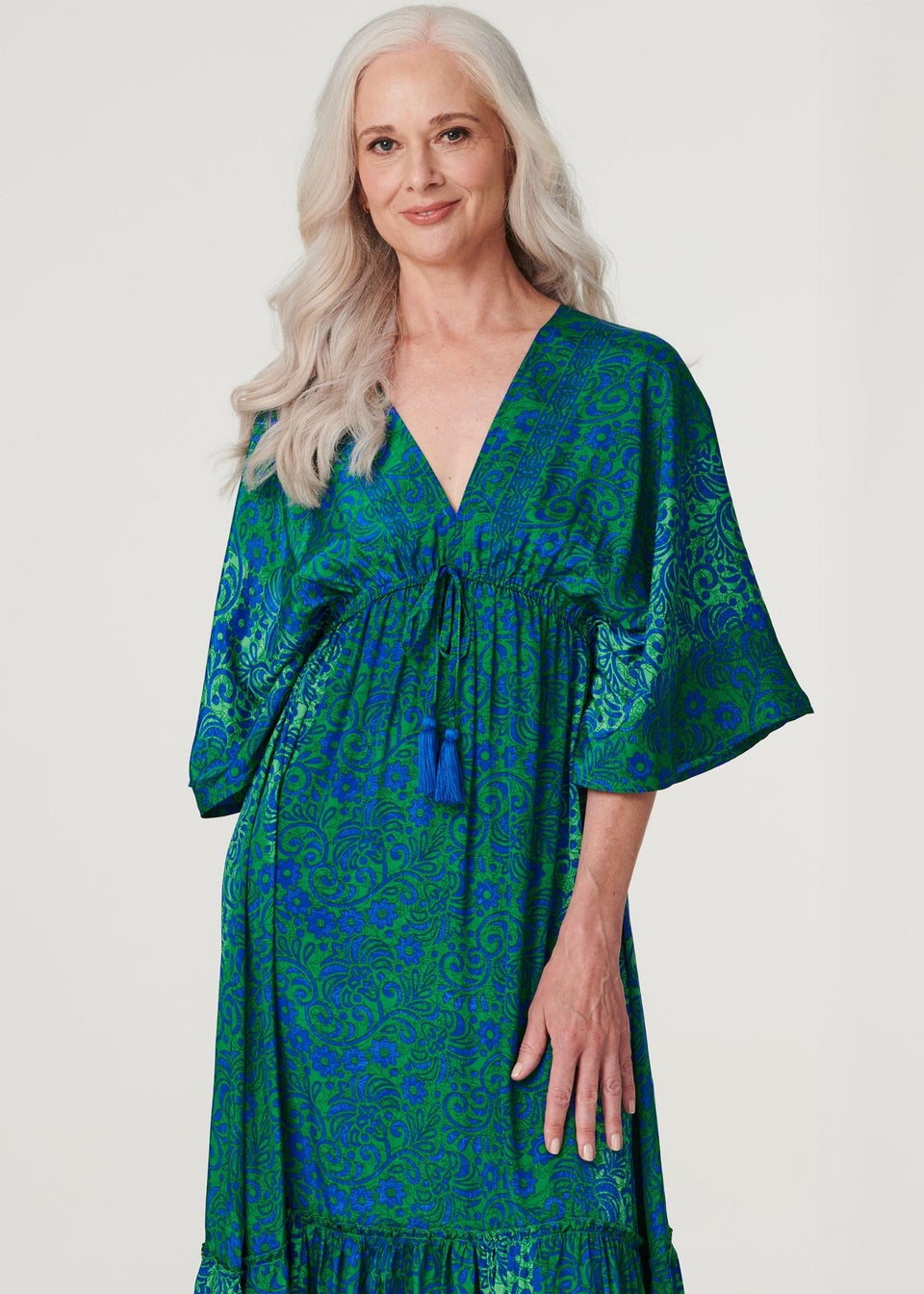 Izabel London Blue Floral Batwing Maxi Dress