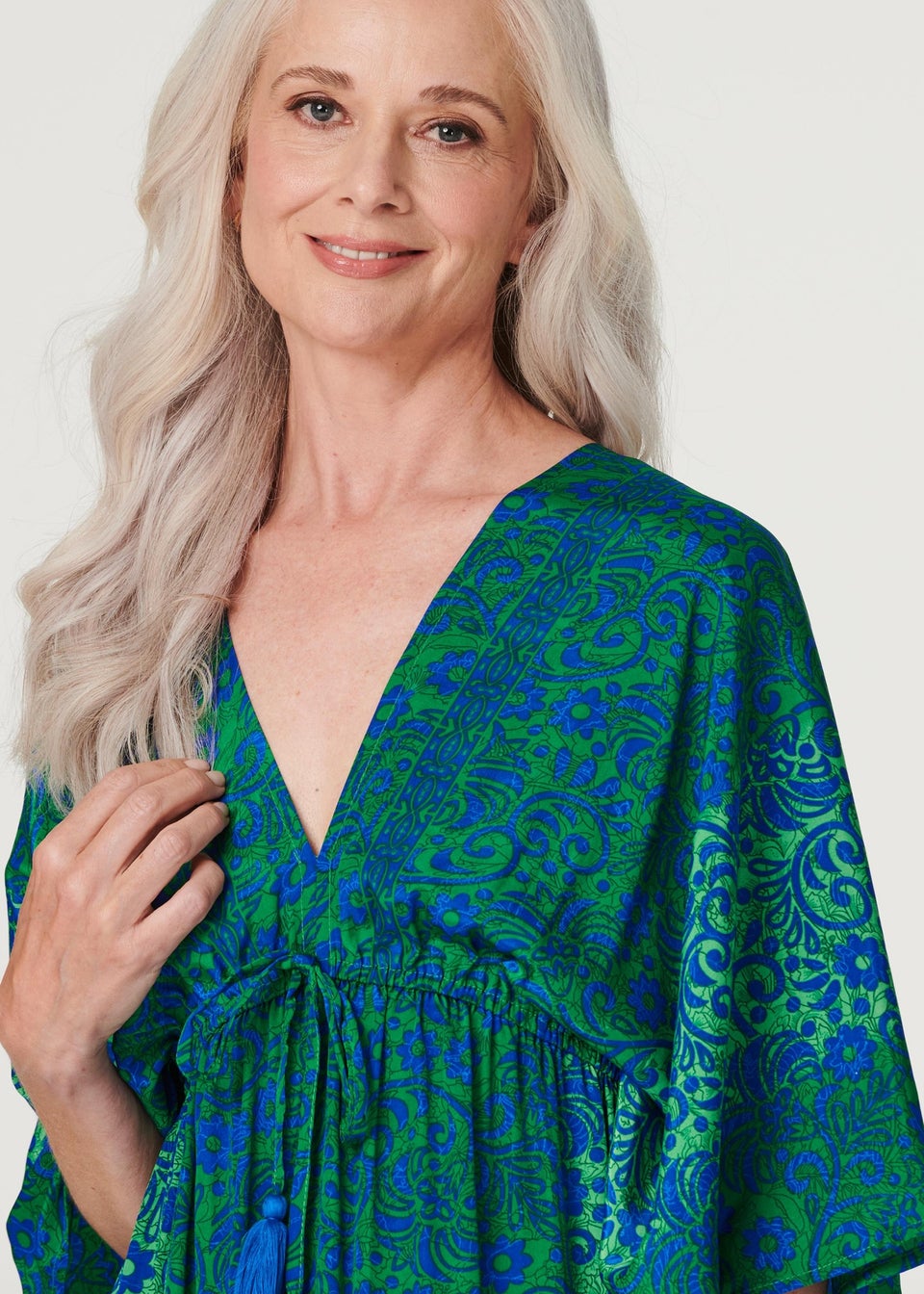 Izabel London Blue Floral Batwing Maxi Dress