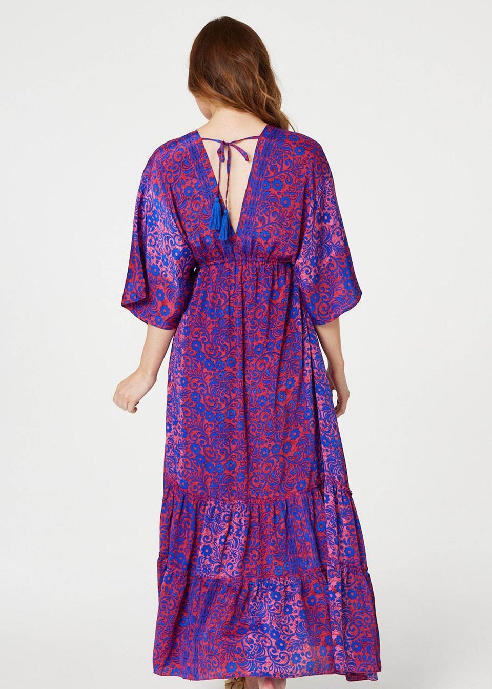 Izabel London Pink Floral Batwing Maxi Dress