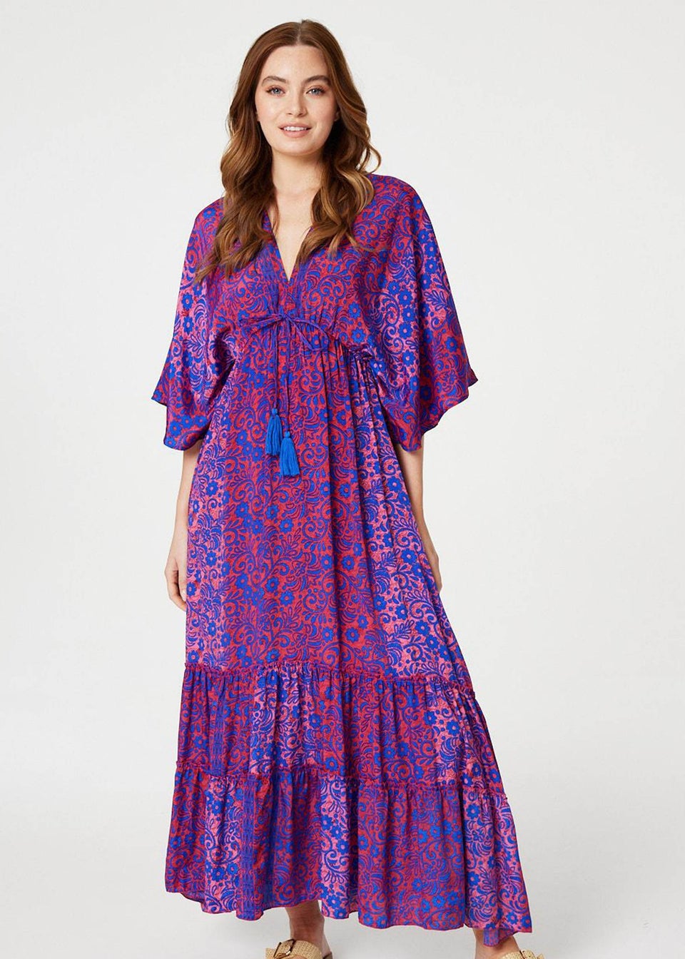 Izabel London Pink Floral Batwing Maxi Dress