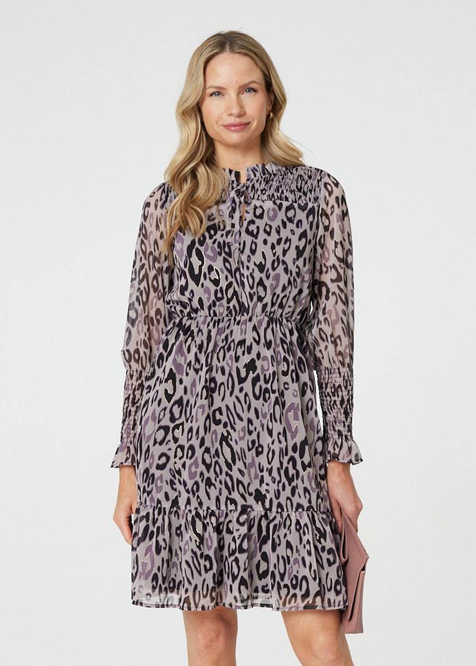 Silver leopard print dress outlet