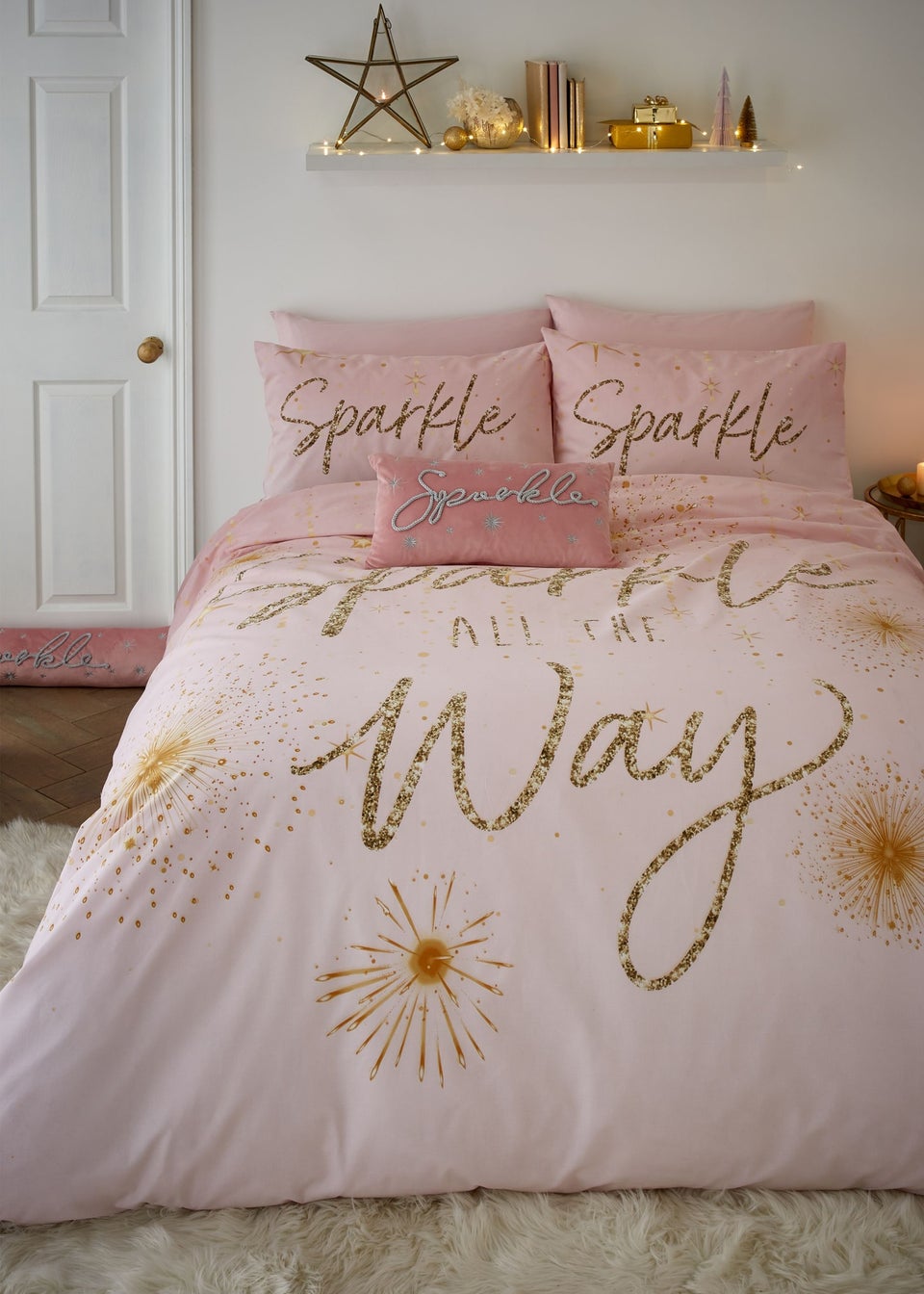 Catherine Lansfield Christmas Sparkle Reversible Duvet Cover Set