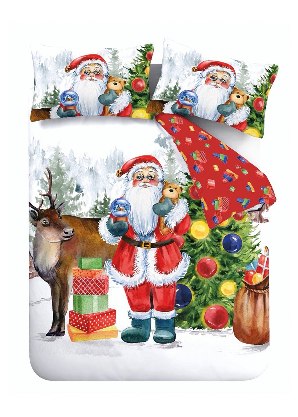 Catherine Lansfield Christmas Retro Santa Reversible Duvet Cover Set