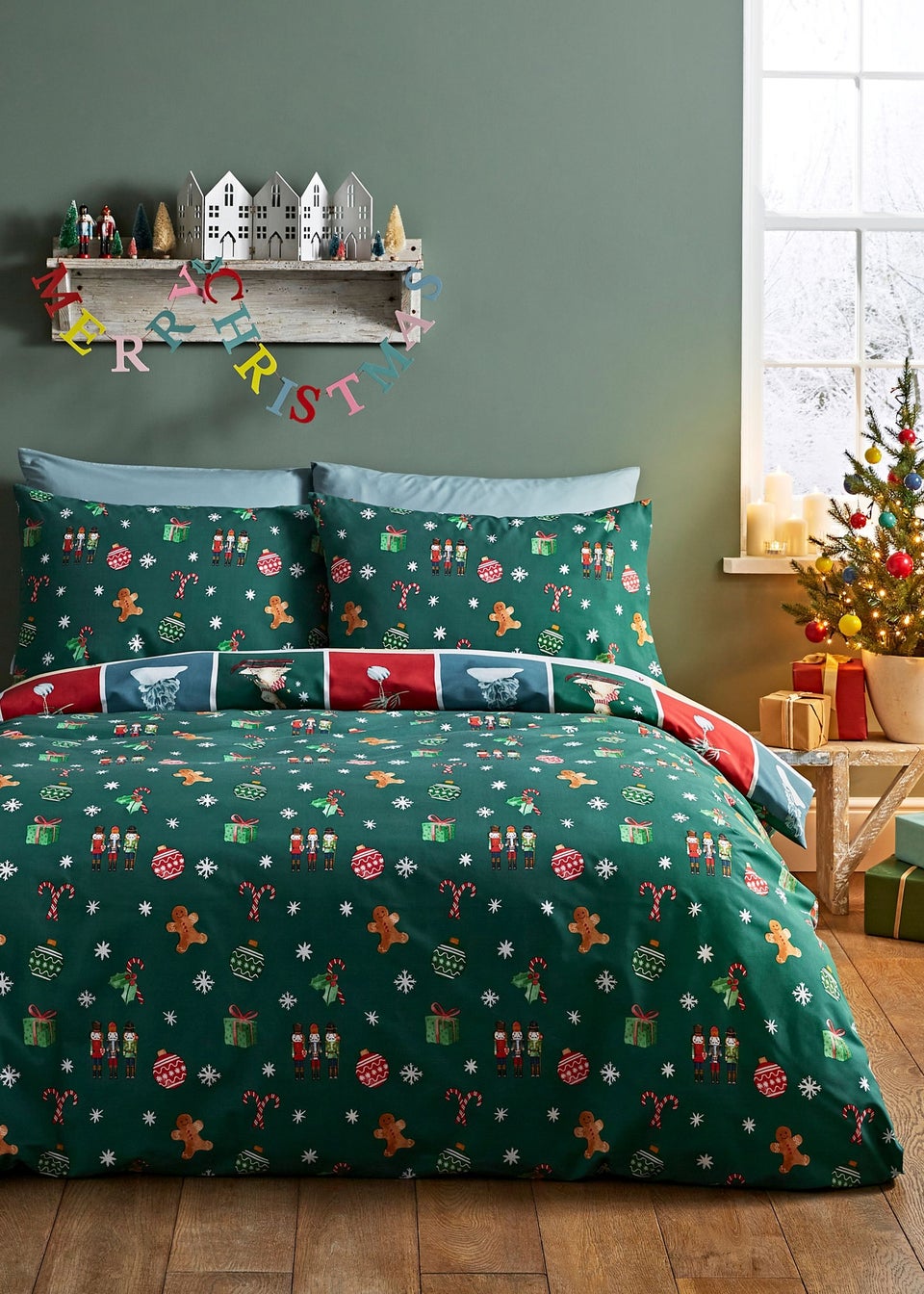 Catherine Lansfield Christmas Advent Calendar Reversible Duvet Cover Set