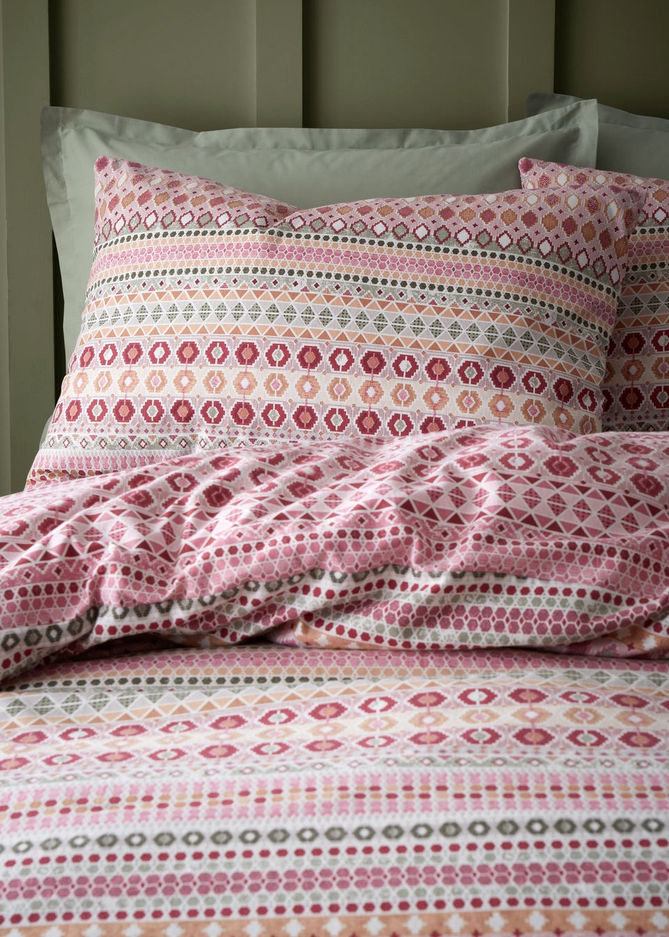 Catherine Lansfield Brushed Cotton Fair Isle Reversible Duvet Cover Set