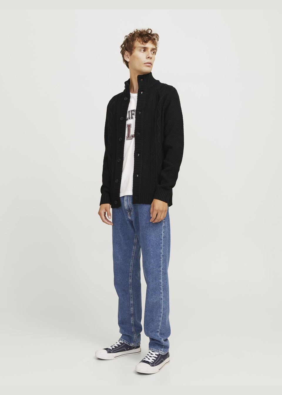 JJ Rebel Black Cable Knit Cardigan