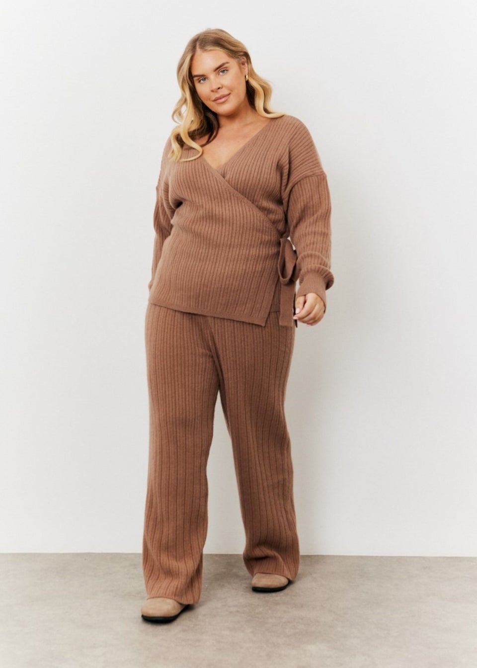 In The Style Jess Millichamp Mocha Wrap Jumper