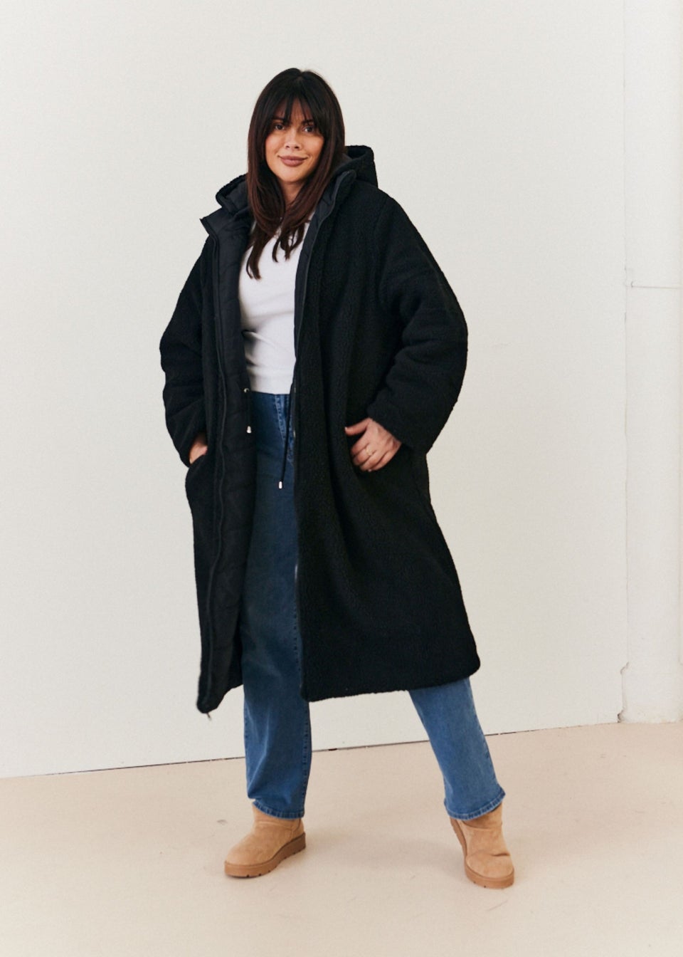 In The Style Black Longline Puffer Coat