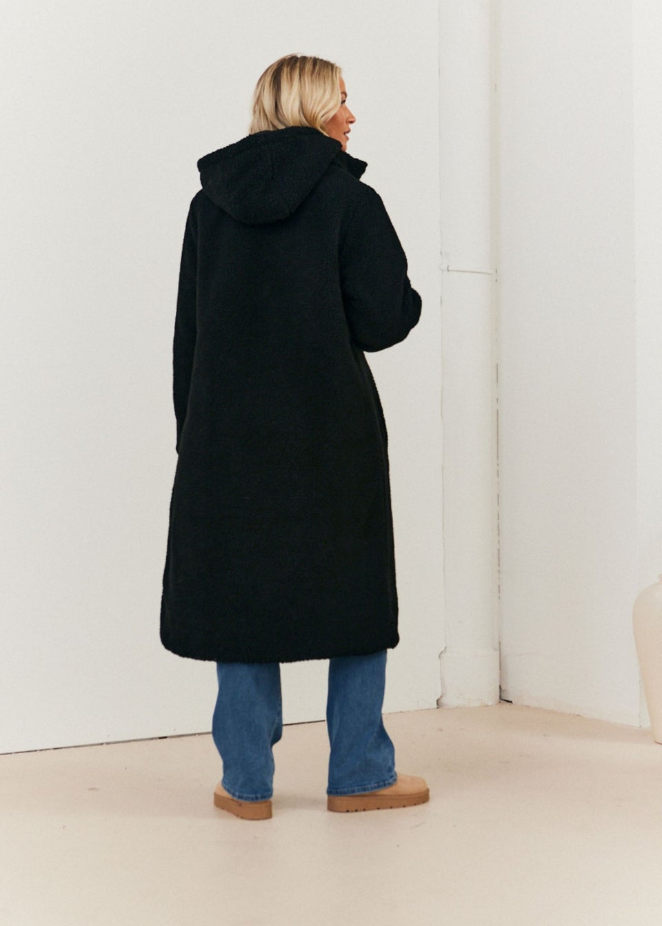 In The Style Black Longline Puffer Coat
