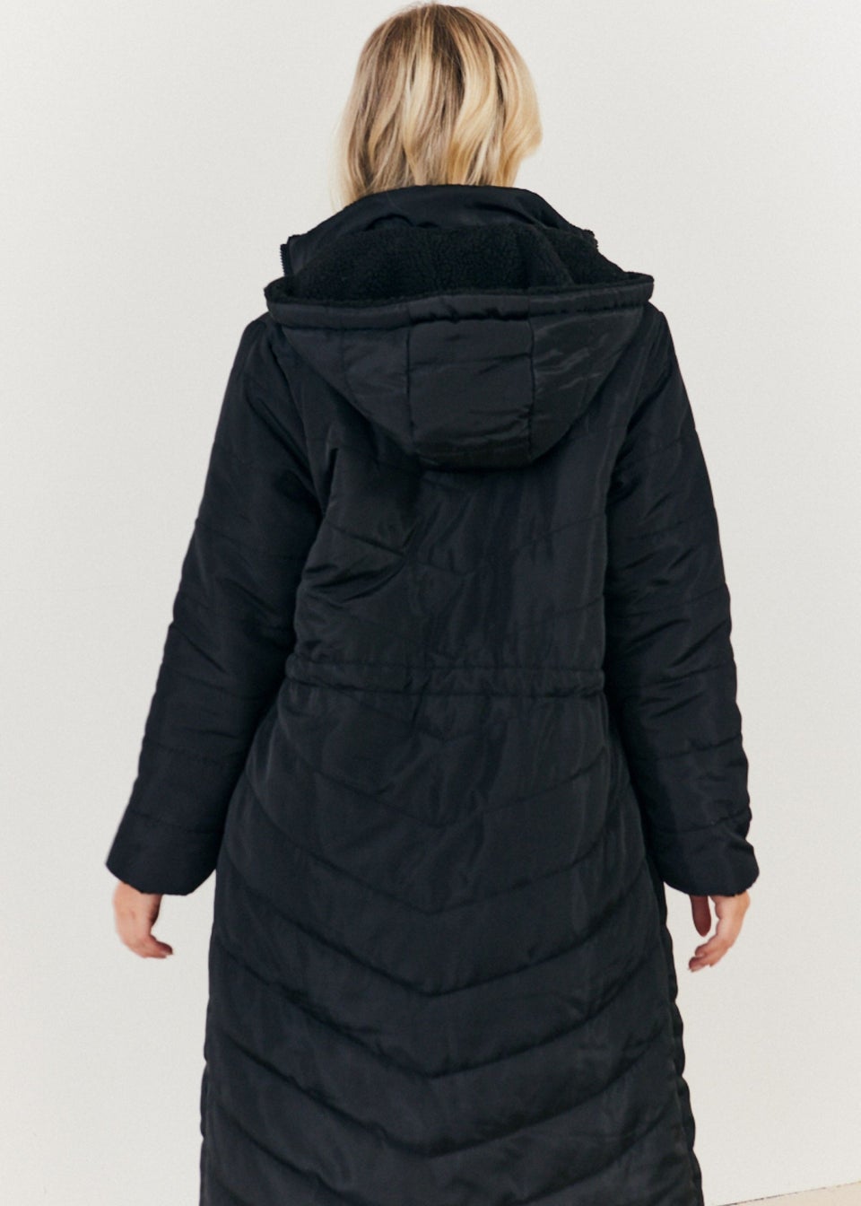 In The Style Black Longline Puffer Coat