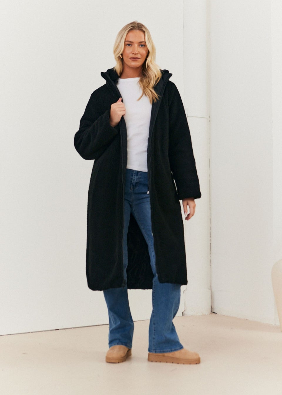 In The Style Black Longline Puffer Coat