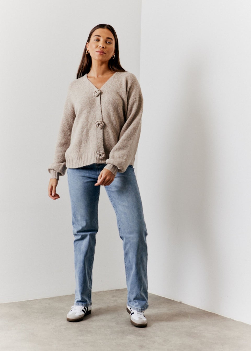 In The Style Hannah Brown Mocha Rose Button Up Cardigan