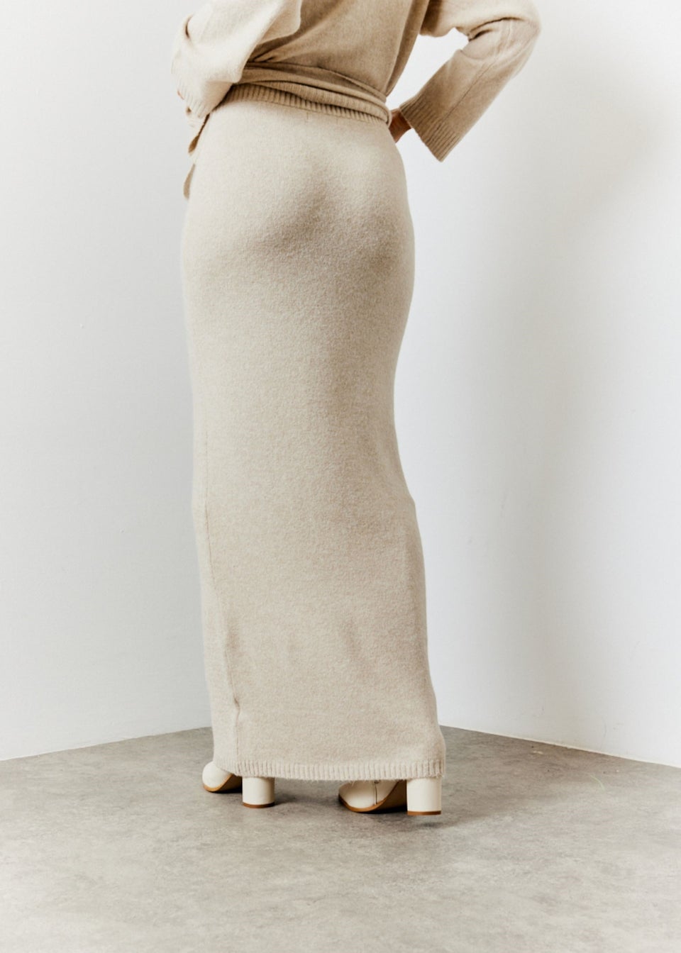In The Style Oatmeal Knit Co Ord Maxi Skirt