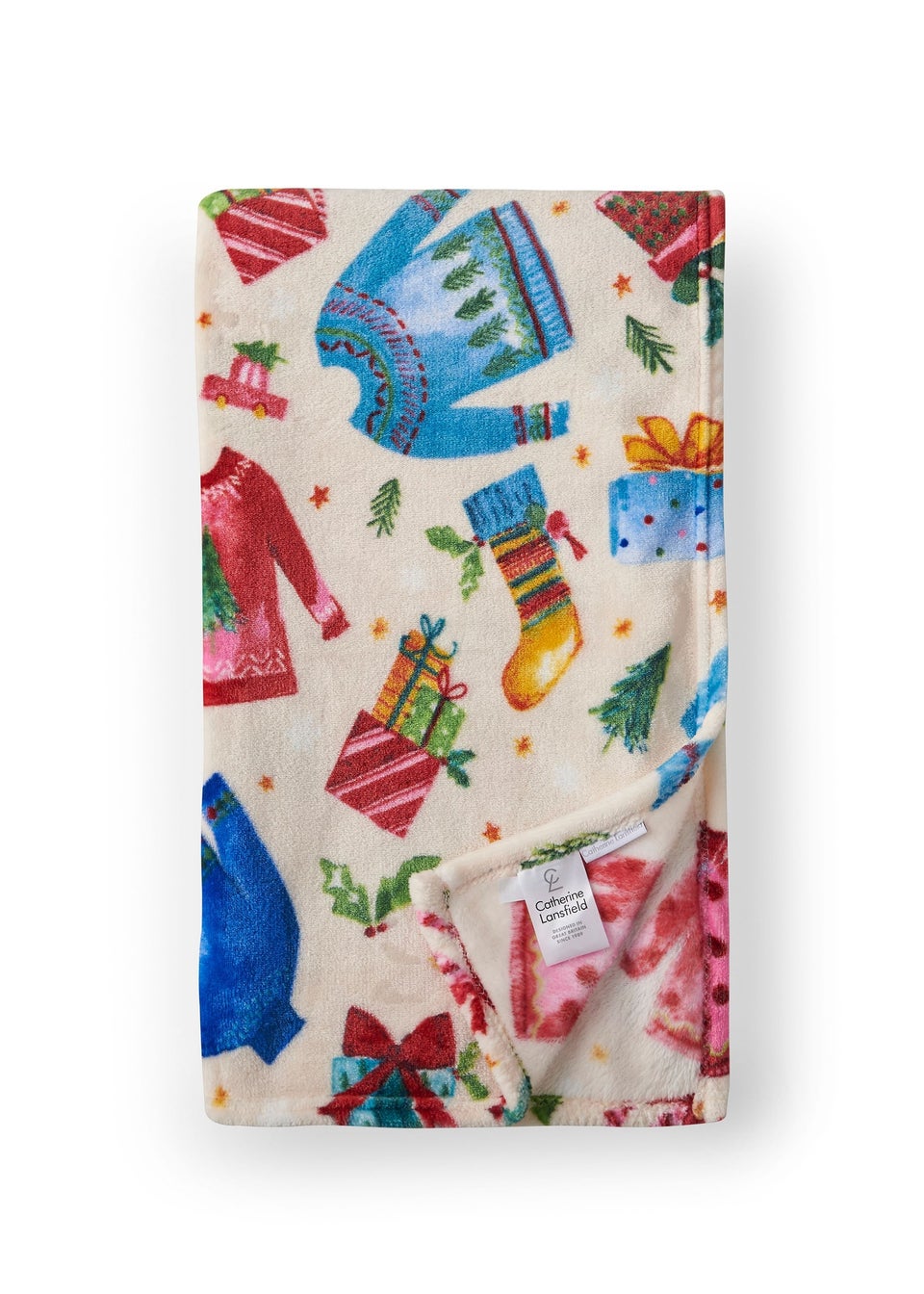 Catherine Lansfield Christmas Jolly Jumpers Cosy Fleece Blanket Throw (130x170cm)