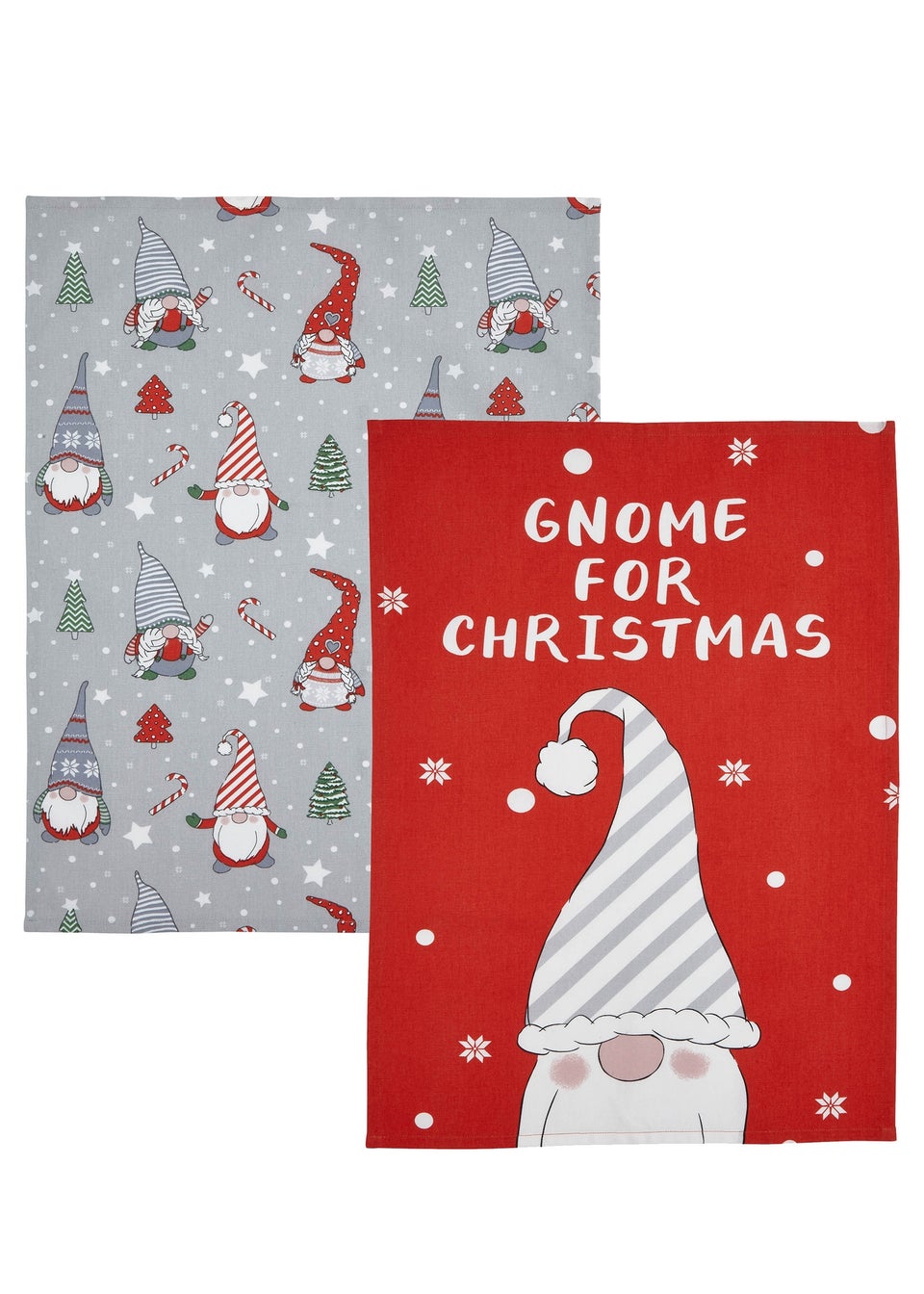 Catherine Lansfield Christmas Gnomes Cotton Kitchen Tea Towel Pack of 4 (50x75 cm)