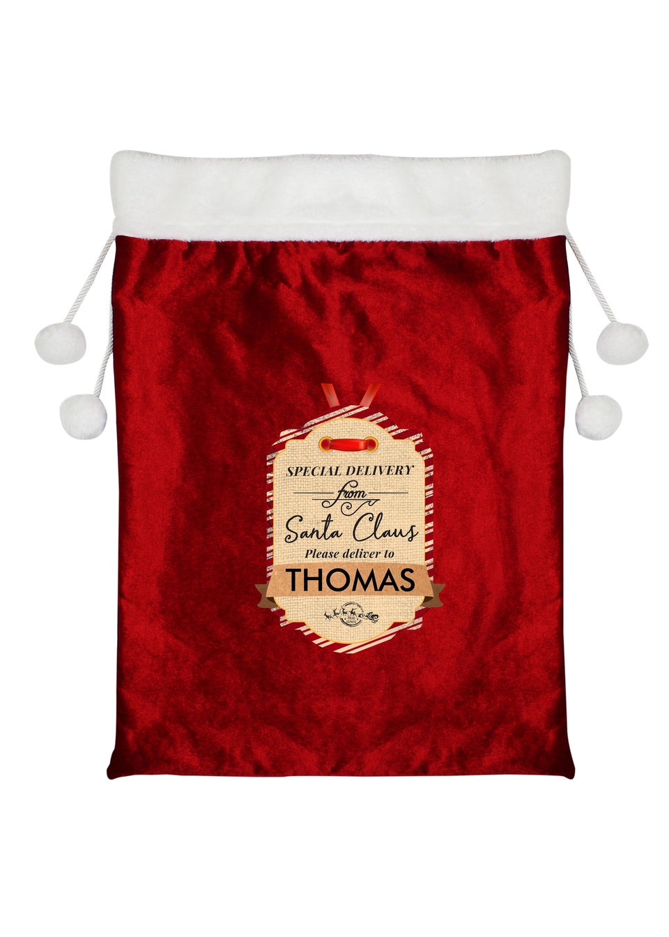 Personalised Memento Company Red Special Delivery Luxury Pom Pom Sack