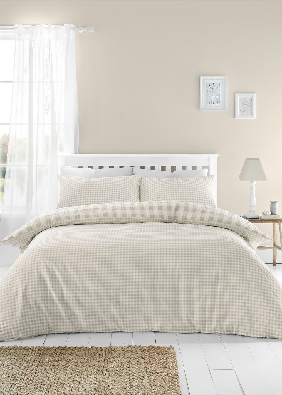 Catherine Lansfield Seersucker Gingham Check Duvet Cover Set