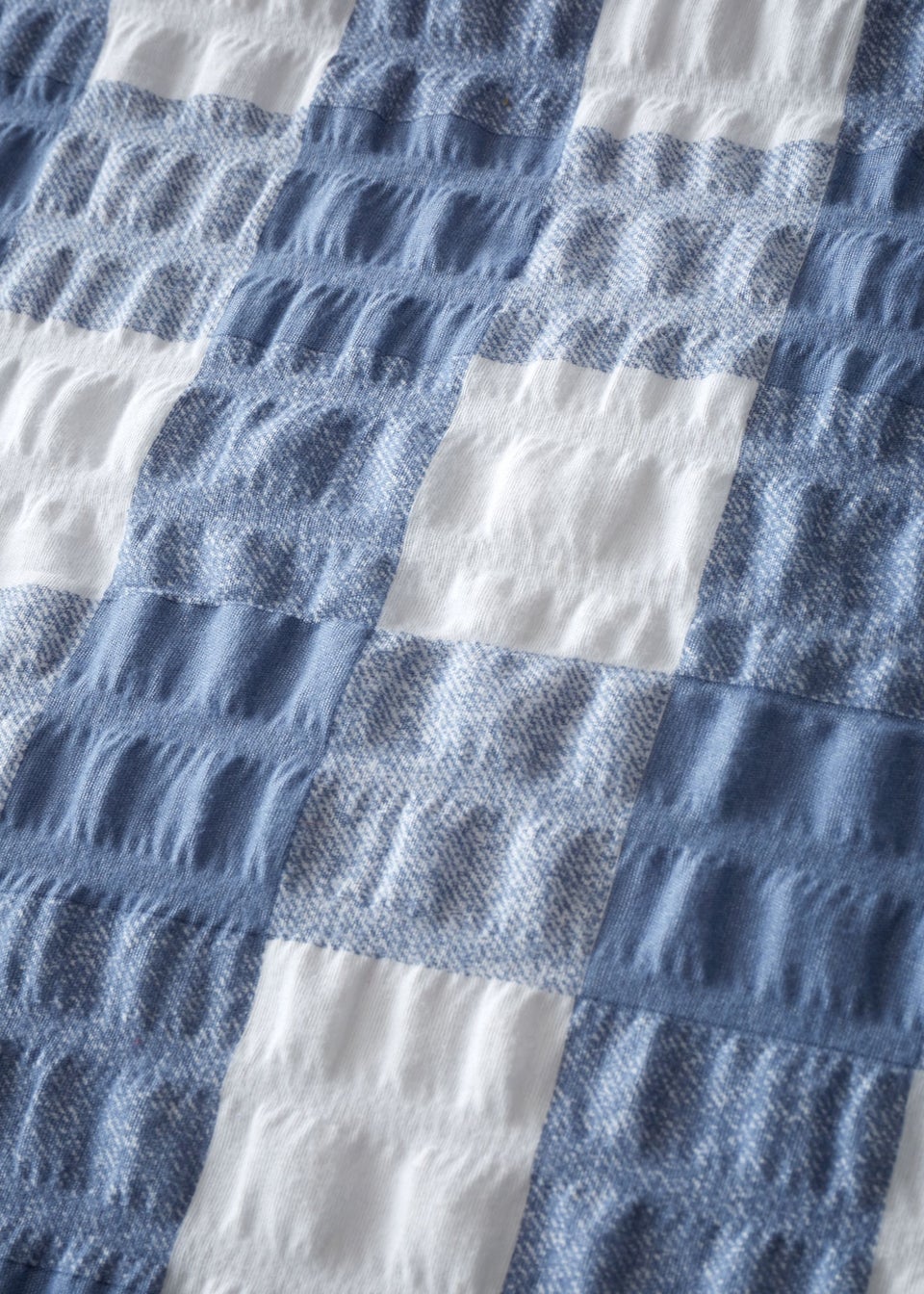 Catherine Lansfield Brushed Seersucker Gingham Reversible Duvet Cover Set