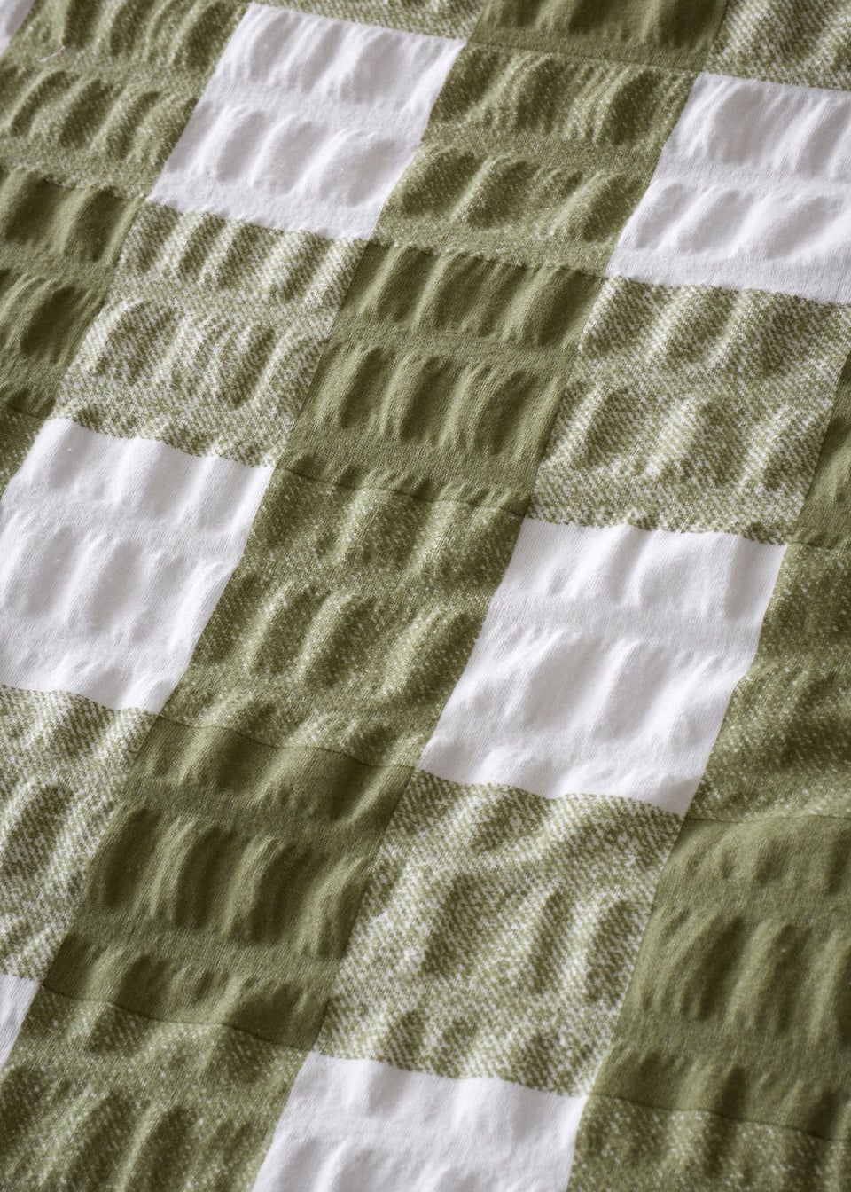 Catherine Lansfield Brushed Seersucker Gingham Reversible Duvet Cover Set