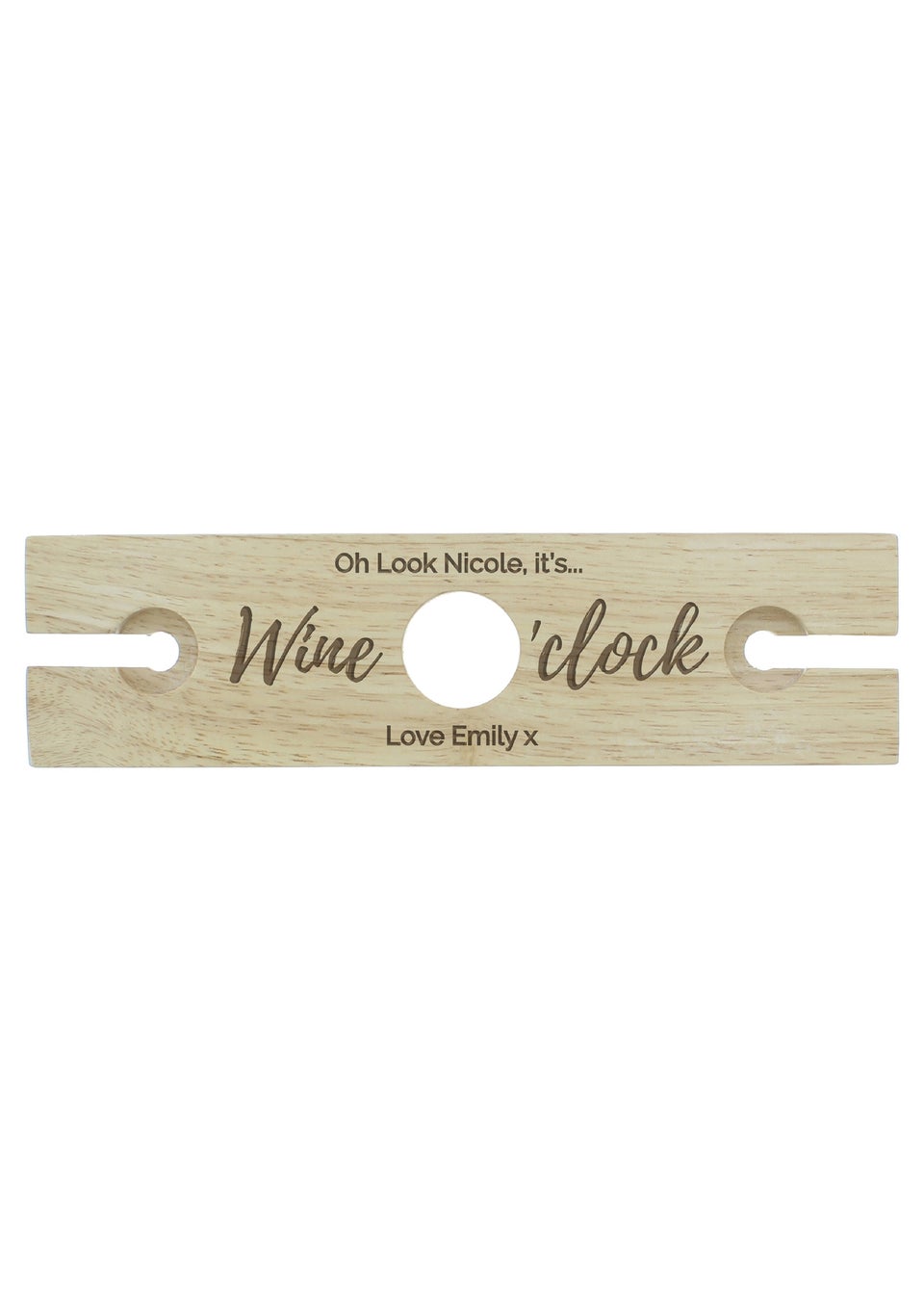 Personalised Memento Company Wood Wine O'clock Wine Glass & Bottle Holder