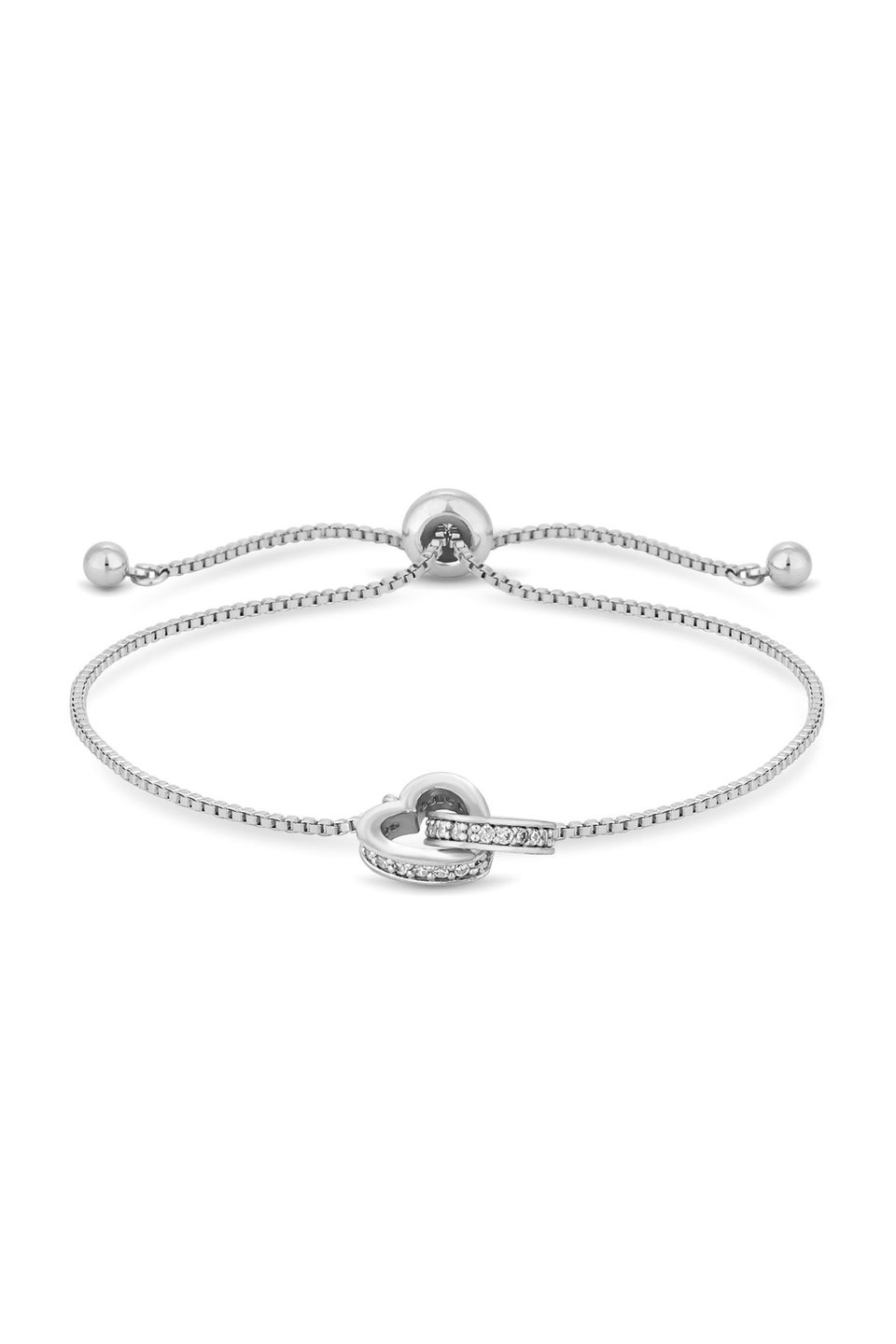 Jon Richard Silver Plated Clear Crystal Heart Bracelet
