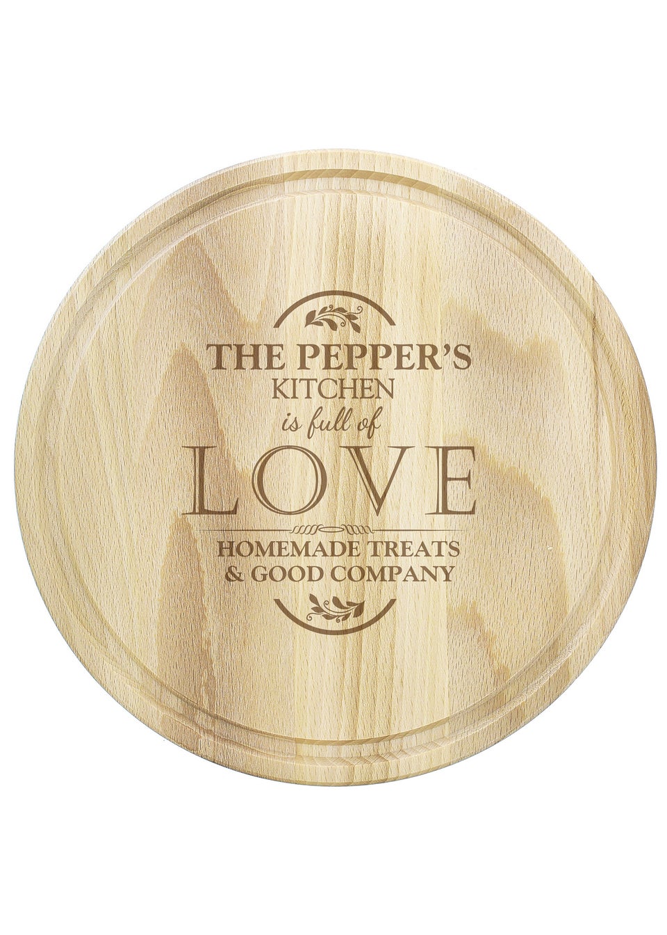 Personalised Memento Company Wood Full of Love Large Round Chopping Board