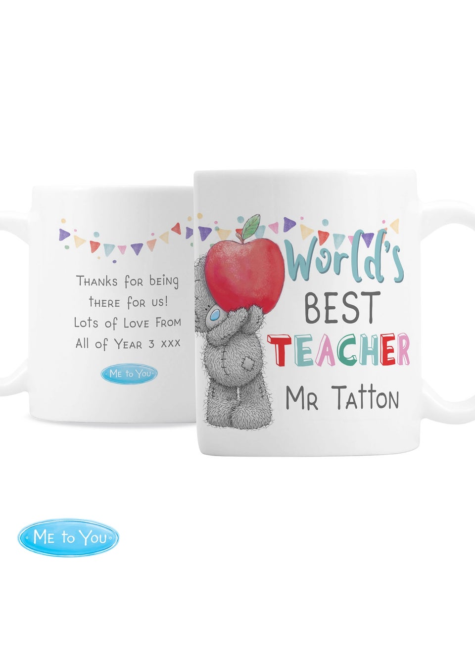 Personalised Memento Company White Me to You World's Best Teacher Mug