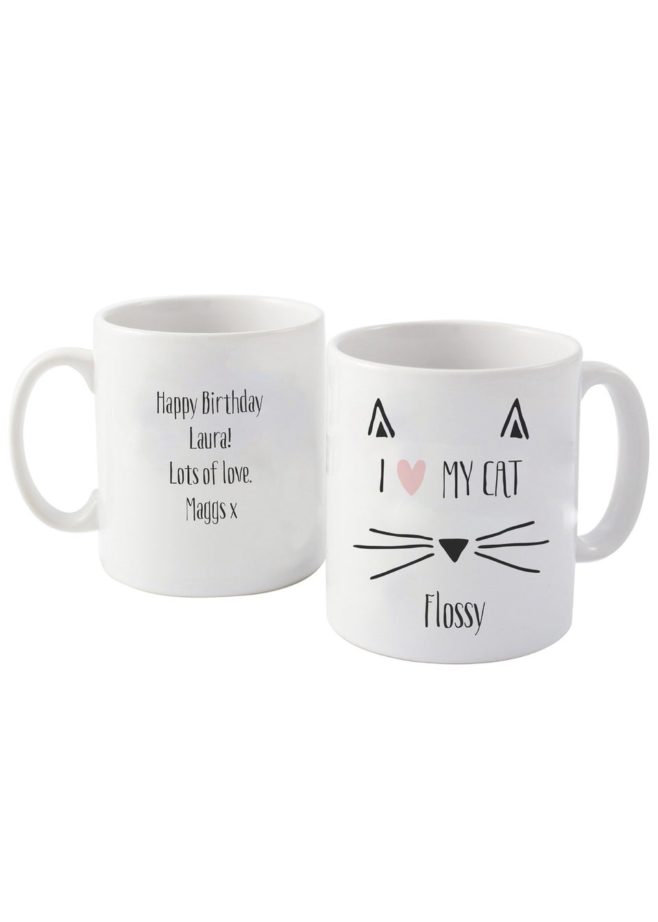 Personalised Memento Company White Cat Features Mug