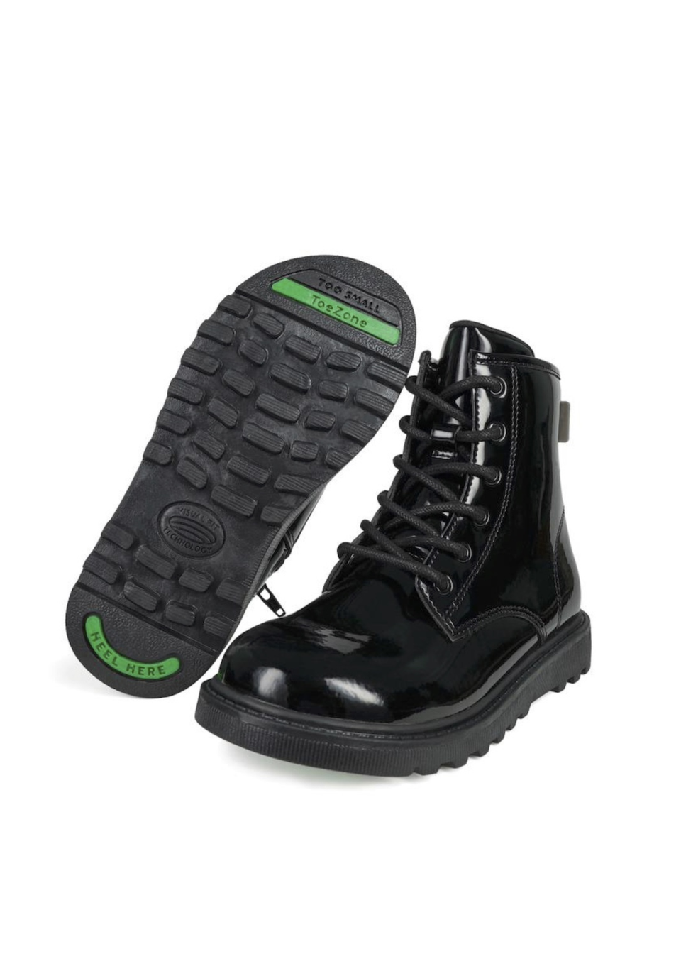 ToeZone Holly Black Patent Leather Unicorn Boot Younger 8 Older 2 Matalan