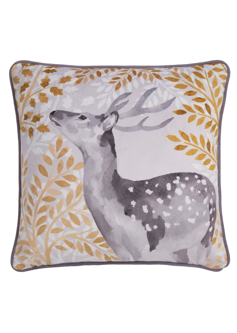 Dreams & Drapes Lodge Forest Animals Christmas Grey Filled Cushion (43cm x 43cm)