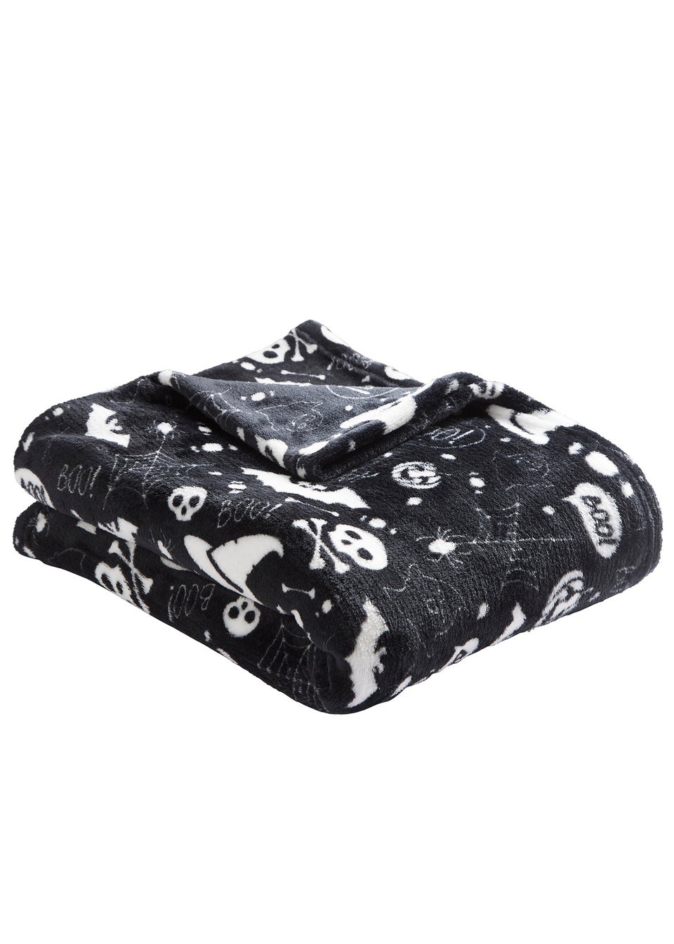 Bedlam Boo Halloween Black Fleece Throw