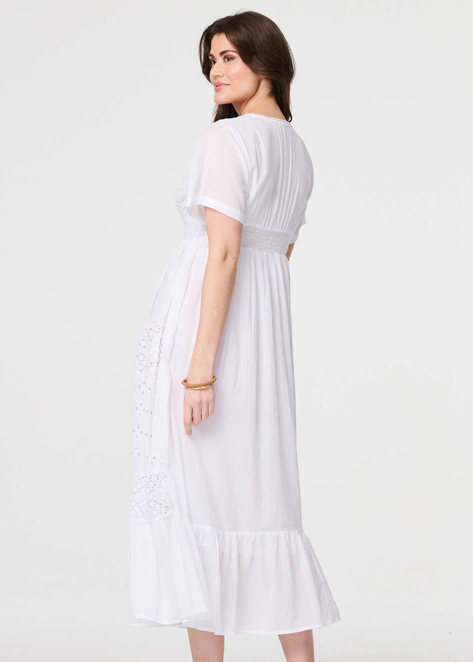 Izabel London White Broderie Anglaise Short Sleeve Dress