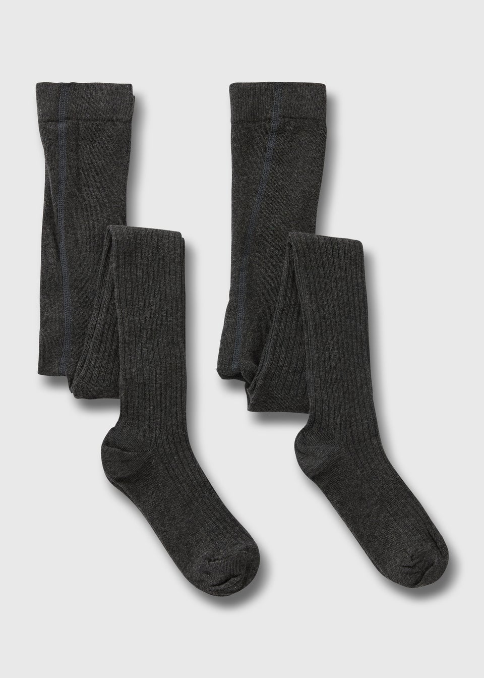 2 Pack Grey Ribbed Tights 4 13yrs Matalan