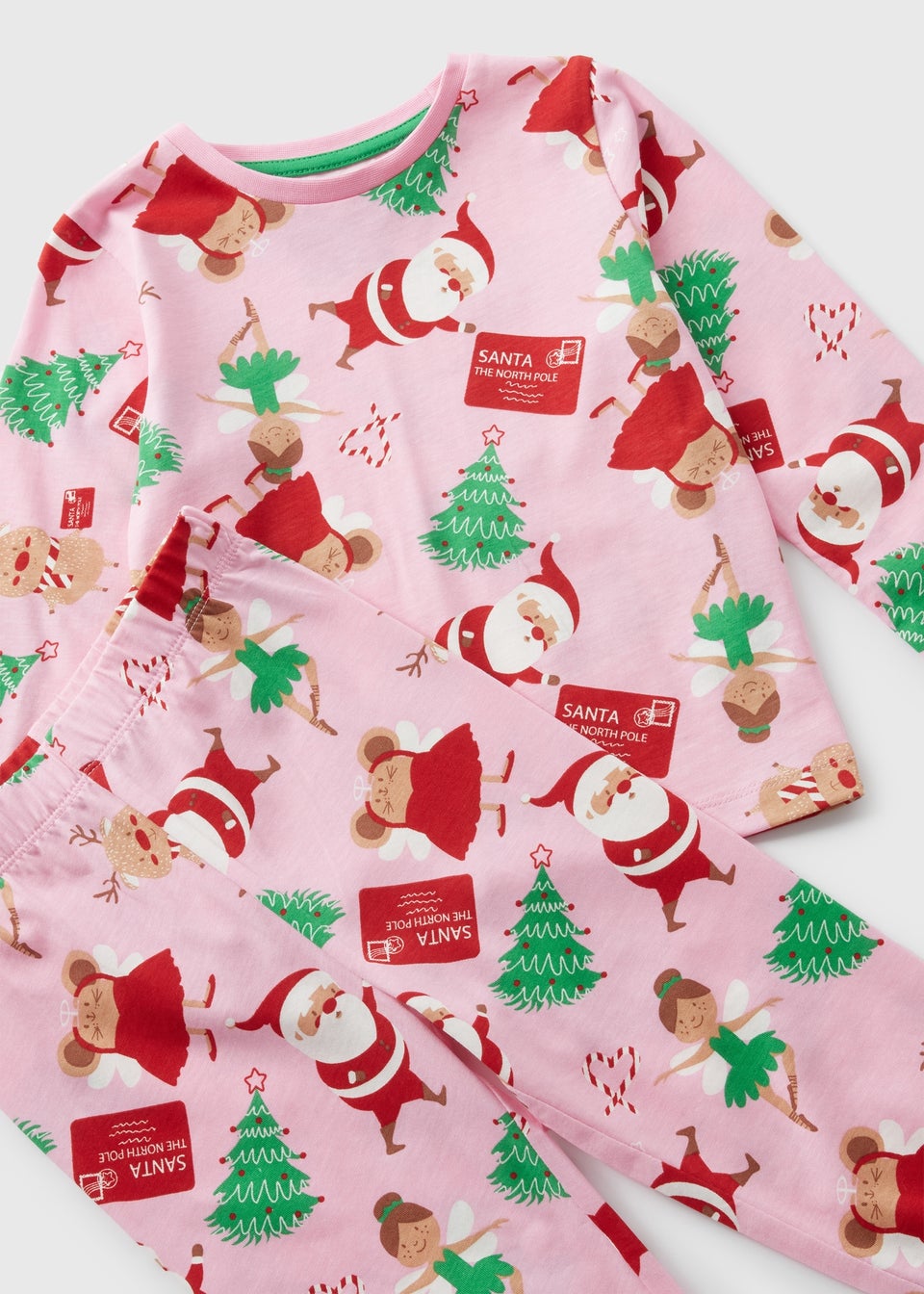 Girls Pink Christmas Pyjama Set (1-7yrs)