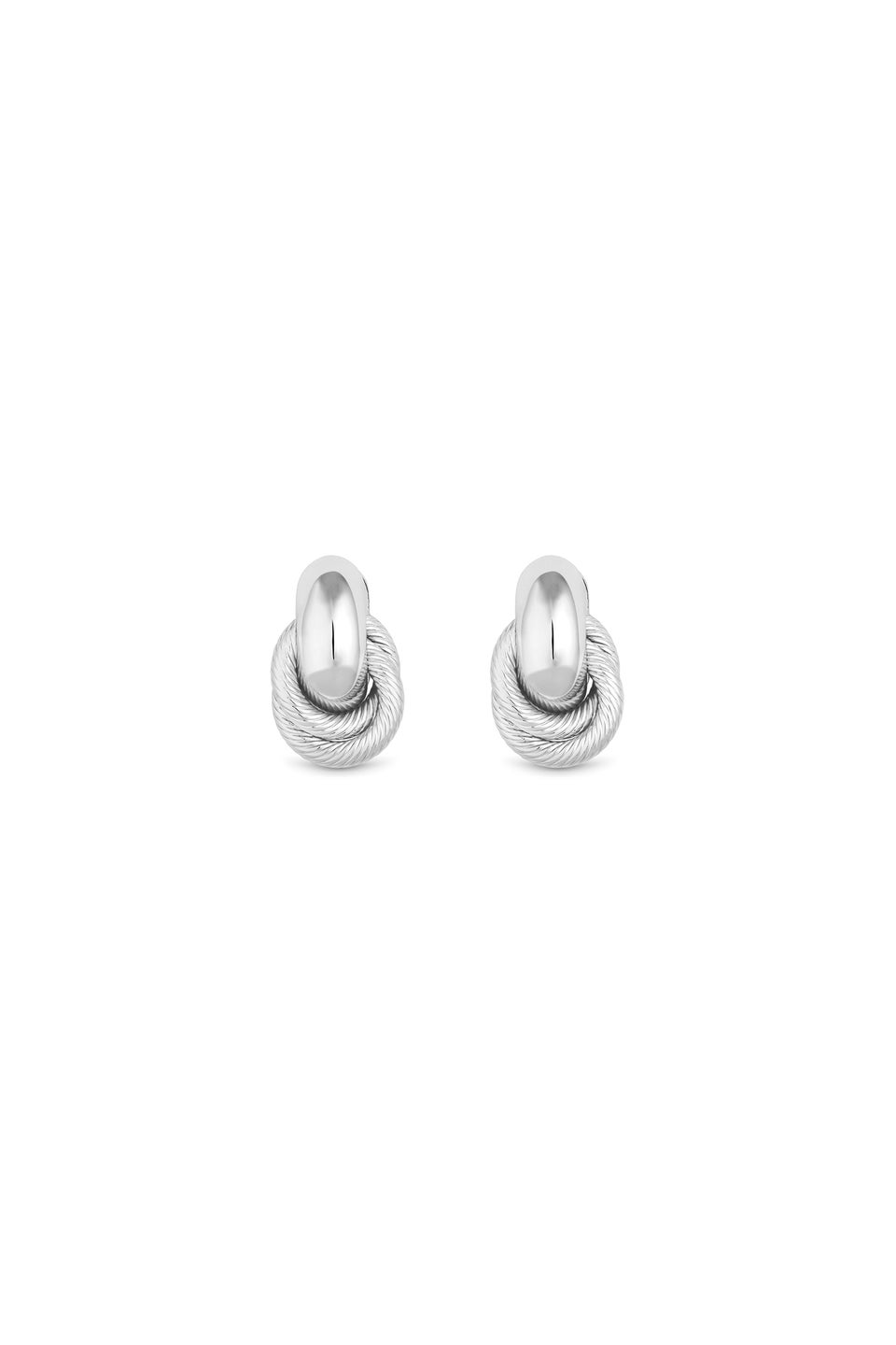 Mood Recycled Silver Textured Twist Mini Doorknocker Earrings