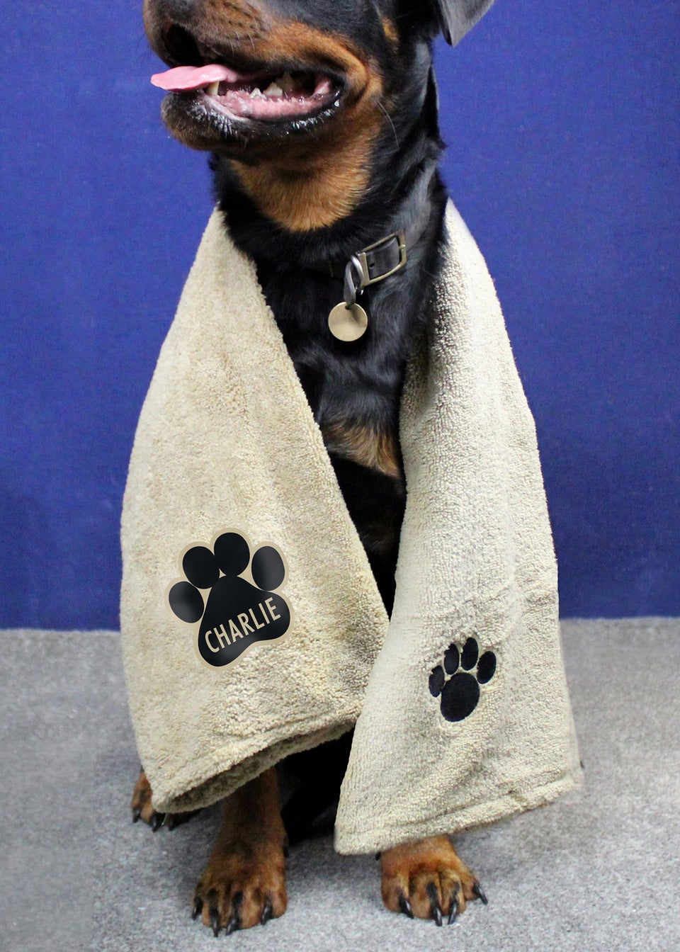 Personalised Memento Company Stone Paw Print Microfibre Pet Towel