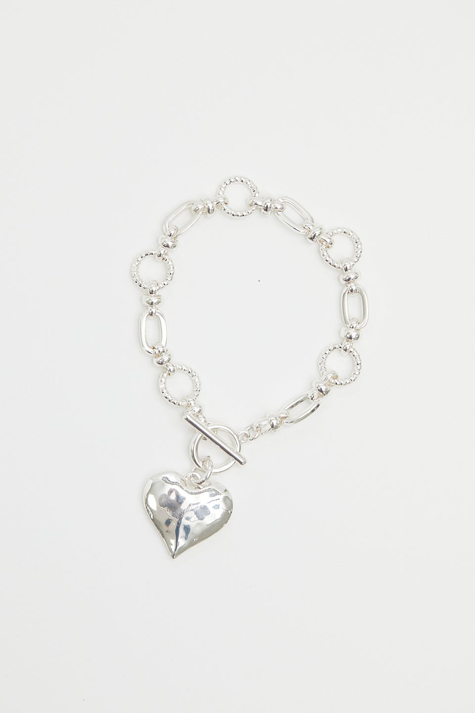 Mood Silver Molten Heart Ball Chain Bracelet