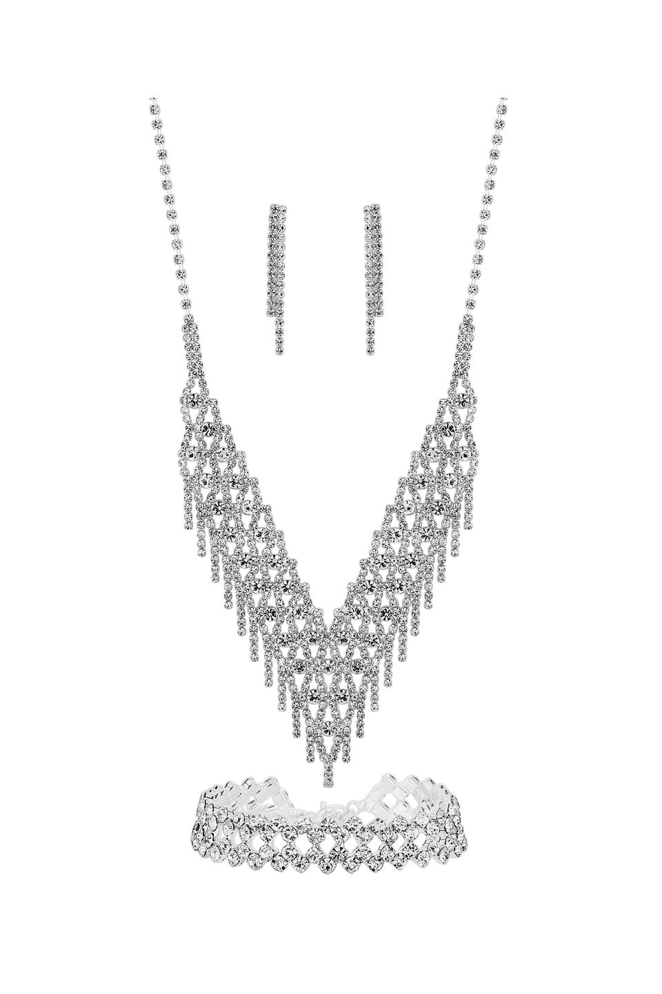 Mood Silver Plated Crystal 3 Piece Shower Matching Jewellery Set