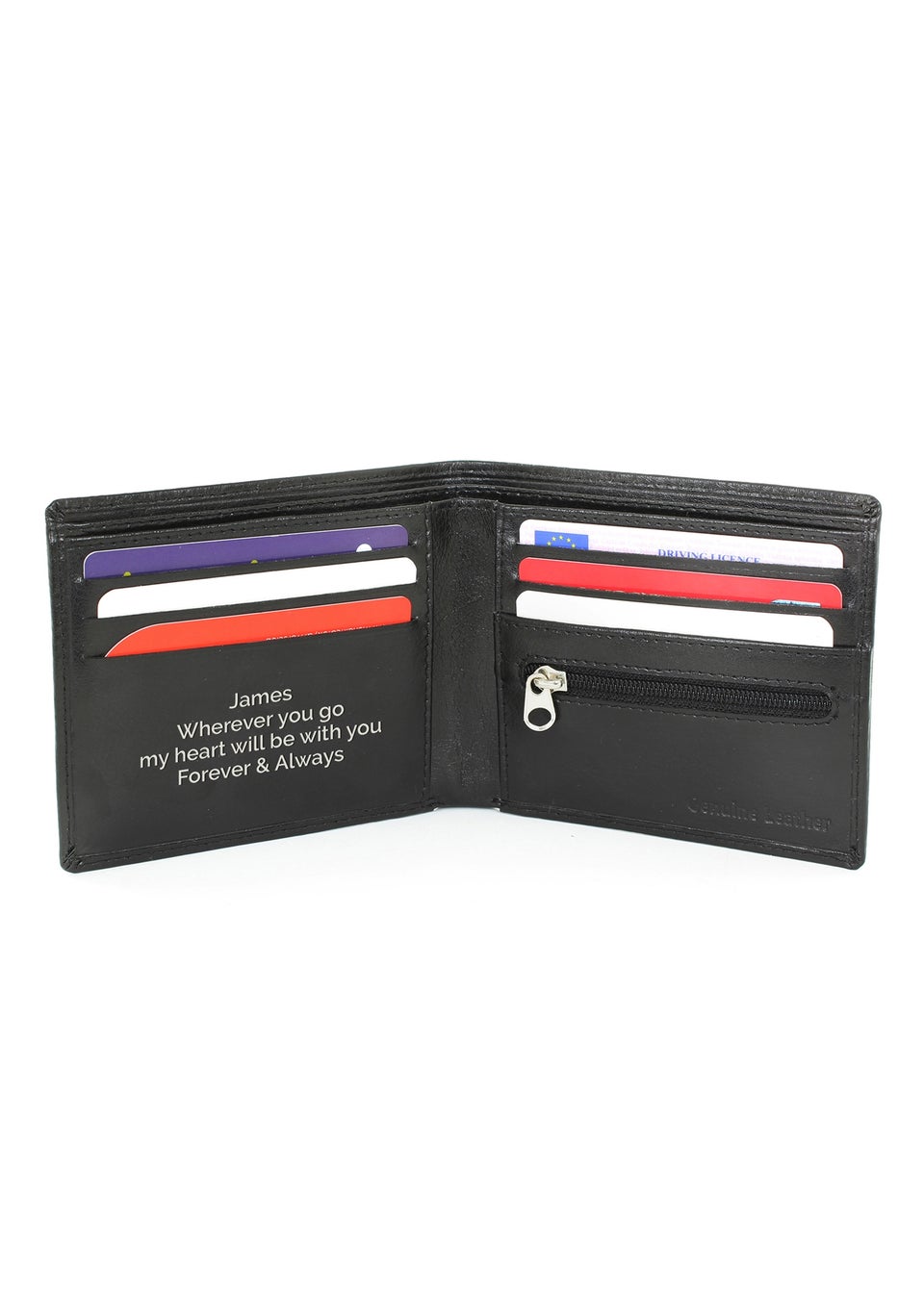 Personalised Memento Company Black Free Text Leather Wallet